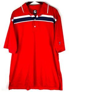 FOOTJOY Mens XXL 2XL Polo Golf Shirt Red Blue Stripe Athletic Short Slv.